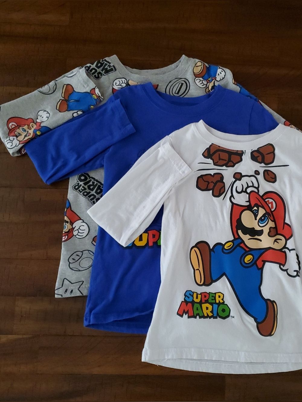 Boy's Nintendo Super Mario Long Sleeve T-shirt 3 Pack - Size 7